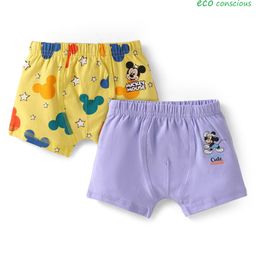 Babyoye Disney Lycra Knit Trunks with Mickey Mouse Graphics Pack of 2 - Yellow & Lavender-image-87