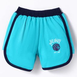 Tango Single Jersey Knit Above Knee Length Shorts with Lets Play Text Print - Turquoise-picture-28