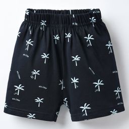 Ollypop Sinker Knit Knee Length Shorts With Tropical Theme Print - Navy Blue-image-85