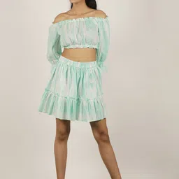 INAAYA JAIPUR Tie & Dye Printed Top & Mini Skirt Co-Ord Set-image-29