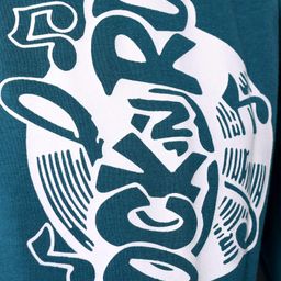Taeko Single Jersey Knit Lounge Pants with Rock N Roll Text Print - Teal Blue image 3