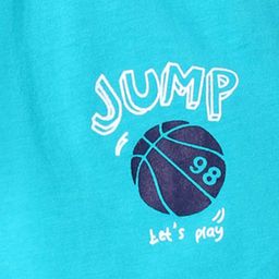 Tango Single Jersey Knit Above Knee Length Shorts with Lets Play Text Print - Turquoise image 3