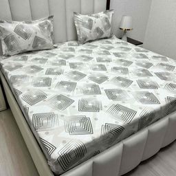 Pure Decor Royal Passion Grey Printed Pure Cotton 400 TC Queen Bedsheet Set 2.28m x 2.54m-image-93