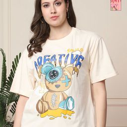 Tromko Women Pack of 2 Graphic Printed Round Neck Cotton Oversized T-shirts-picture-35