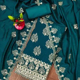 HERE&NOW Floral Embroidered Sequinned Unstitched Dress Material-image-65