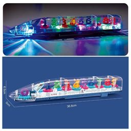 FUNVERSE Transparent 3D Train Toy 360 Degree Rotation, Gear Simulation Mechanical Train Sound and Light Toy image 4