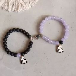 Sukhad Pack Of 2 Artificial Beaded Magnetic Panda Bracelet-44