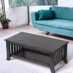 Ikiriya Black Wooden Rectangle Dark Mahagony Finish Coffee Table-image-53