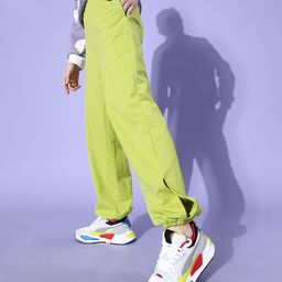 Athena Women Attractive Lime Green Solid Tapered Fit Trousers-image-19