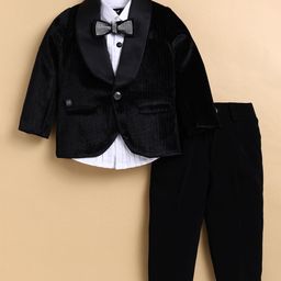 LITTLE COLLARS Boys Self-Design Single-Breasted Regular Fit Suit Set With Smart Bow-picture-13