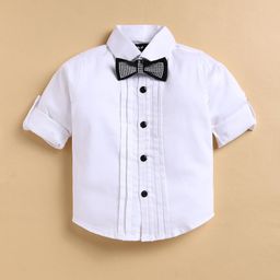 LITTLE COLLARS Boys Self-Design Single-Breasted Regular Fit Suit Set With Smart Bow image 2