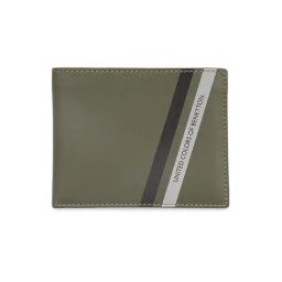 United Colors of Benetton Camben Olive Striped Leather RFID Protected Bi-Fold Wallet-48