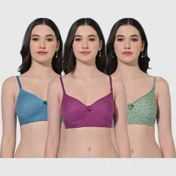 FIMS Blue & Purple Printed Bras - Pack Of 3-image-87