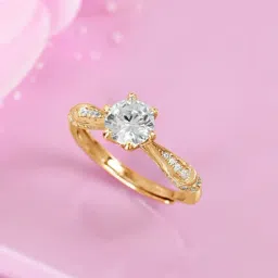 Zavya 925 Sterling Silver Gilded Allure Solitaire Ring For Women-image-88