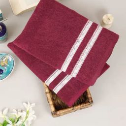 Creeva Comfort Living Maroon Cotton Solid Bath Towel-12