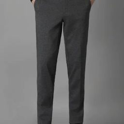 Louis Philippe Grey Slim Fit Self Pattern Trousers-image-40