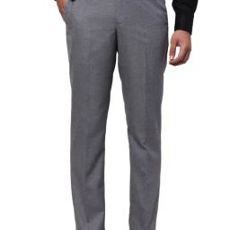 Park Avenue Grey Regular Fit Checks Trousers-picture-49