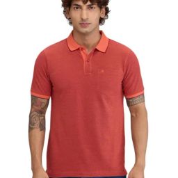 Raymond Orange Slim Fit Polo T-Shirt-image-5