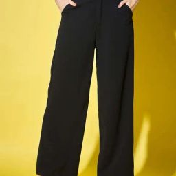 BUYNEWTREND Black High rise Formal Trousers-image-117