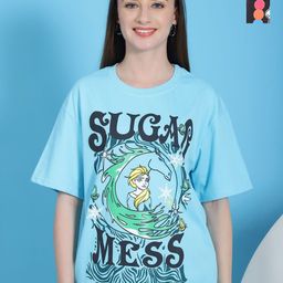 Dreambe Women Pack Of 2 Graphic Printed Round Neck Cotton Oversized T-shirts-picture-9