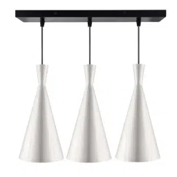 Homesake 3-Lights Linear Cluster Silver Metal Modern Inverted Cone Pendant Light - Set of 1-11