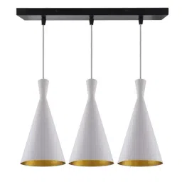 Homesake 3-Lights Linear Cluster White Metal Modern Inverted Cone Pendant Light - Set of 1-47