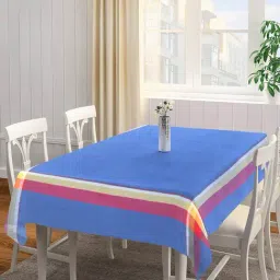 Klotthe Blue Cotton 200 GSM 6 Seater Table Cover - Set of 1-image-62