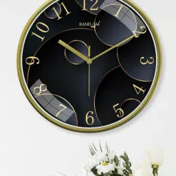 Random Yellow & Black Printed Round Wall Clock-image-39