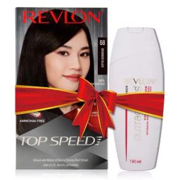 Revlon Top Speed Hair Color for Women Brownish Black 68 & Outrageous Conditioner Set-image-24