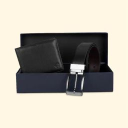 Byford by Pantaloons Black Leather Bi-Fold Wallet with Belt Gift Set for Men-15