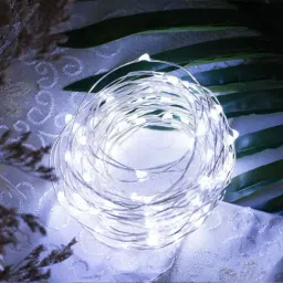 XERGY 33ft Long 100 LED (Silver) Wire Fairy String Lights 8 Modes LED String Lights (White)-image-2