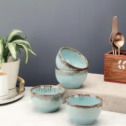 VarEesha Tranquil Sage Green Ceramic Snack Bowl (0.275 L) - Set of 4-26