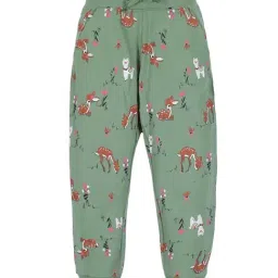 Plum Tree Kids Green & Pink Cotton Printed Joggers-image-94