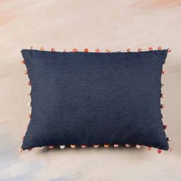 Genie Denim Cotton Denim Blue Cushion Cover - 14 X 20 Inches-image-3