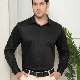 THE FORMAL CLUB Black Regular Fit Plain Shirt-picture-9