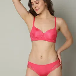 Vero Moda Intimates Pink Lace Full Coverage T-Shirt Bra-picture-16