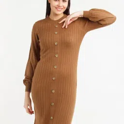 Zink London Brown Mini Bodycon Sweater Dress-image-75