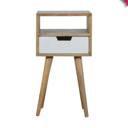 Artisan Furniture Solid Brown Mango Wood Side Table White Finish-image-76