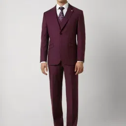 Van Heusen Purple Slim Fit Checks Three Piece Suits-image-96