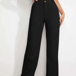 BUYNEWTREND Black High rise Formal Trousers-image-78