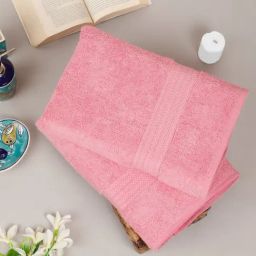 Creeva Classic Pink Cotton Solid Bath Towel-94