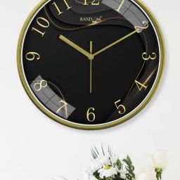 Random Yellow & Black Printed Sweep Silent Stylish Round Wall Clock-picture-47