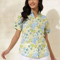 Fabindia White Cotton Floral Print Shirt-image-99