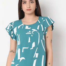 NOT SO PINK Women Self Design Round Neck Top-image-75