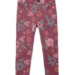 Under Fourteen Only Kids Maroon Floral Print Trousers-image-69