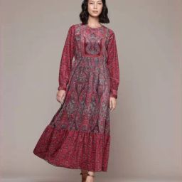Aarke Ritu Kumar Deep Pink Aaira Velvet Long Dress-picture-12