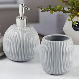 Kookee Grey 2 piece Abstract Ceramic Bath Accessories Set-image-25