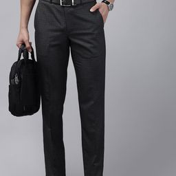 Park Avenue Men Checked Formal Trousers-image-34