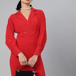 KASSUALLY Red Regular Fit A Line Dress-image-35