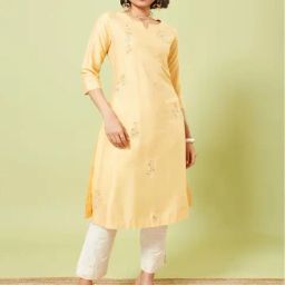 Marigold Lane Yellow Embroidered Straight Kurta-picture-25